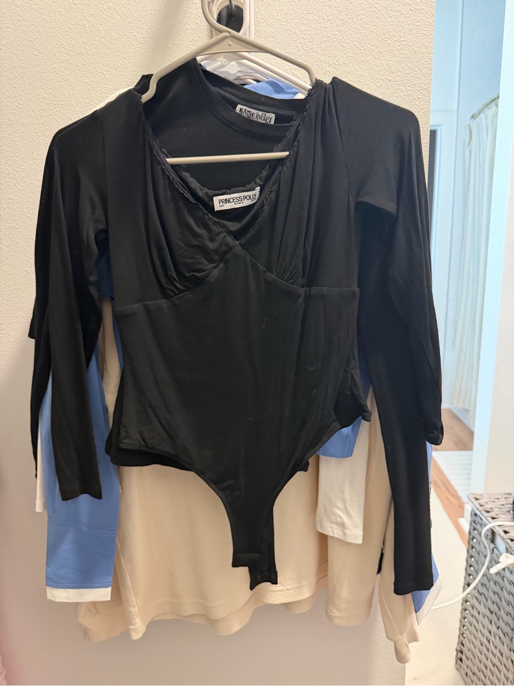 Princess Polly Black Long Sleeve Wrap-Front Bodysuit